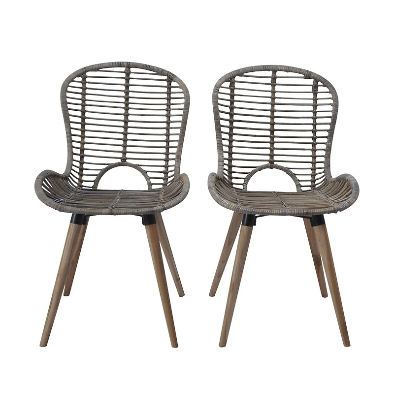 Dining Chairs 2 pcs Brown Natural Rattan