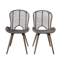 Dining Chairs 2 pcs Brown Natural Rattan