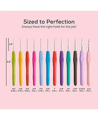 Jumbl JumblCrafts Crochet Hook Set, 12 Colorful Ergonomic Crochet Hooks