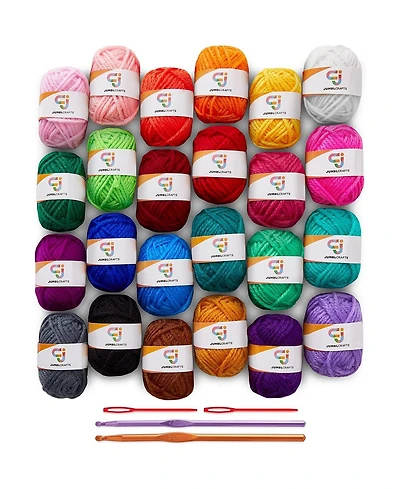 JumblCrafts 24 Piece Yarn Crochet Kit & Knitting Set w/Crochet Accessories