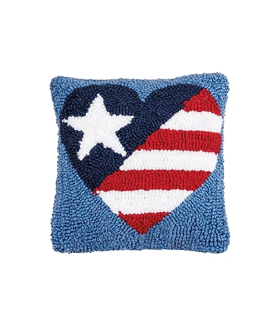 8" x 8" Patriotic American Flag July 4th Hooked Petite Throw Pillow Red White and Blue