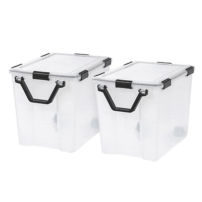 Iris Usa 106qt Weatherpro Wheeled Plastic Storage Bin with Seal Latching Lid and 6Buckles