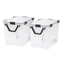 Iris Usa 106qt Weatherpro Wheeled Plastic Storage Bin with Seal Latching Lid and 6Buckles