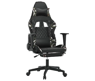 vidaXL Gaming Chair with Footrest Black and Camouflage Faux Leather