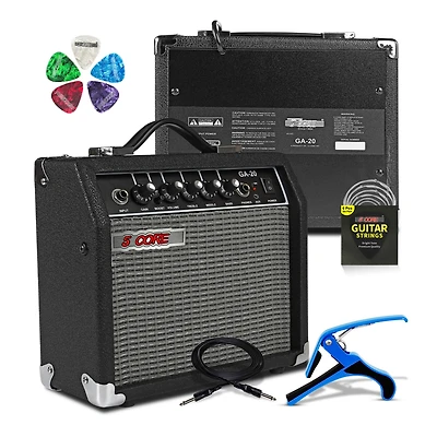 5 Core Guitar Amp 20W Amplifier for Electric Bass Acoustic Practice Amps Small Portable Mini Amplificador para Bajo with Built in Effects