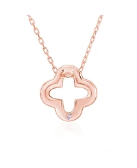 Suzy Levian Sterling Silver Cubic Zirconia Mini Clover Pendant Necklace
