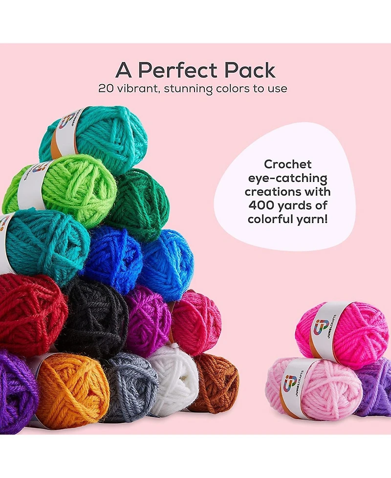 JumblCrafts Acrylic Yarn for Crocheting, 20 Crochet Yarn for Crafts