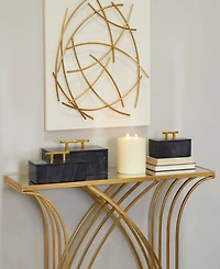 Rosemary Lane Real Marble Box with Gold-Tone Handle Set of 3 - 12", 10", 8" W