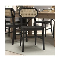 Analise Set Of 2 Cane Rattan Dining Chairs With Solid Wood Frames