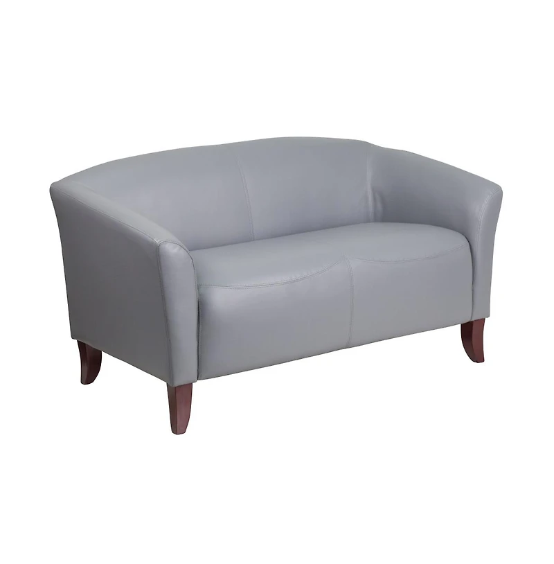 Leathersoft Reception/Living Room Loveseat With Cherry Wood Feet