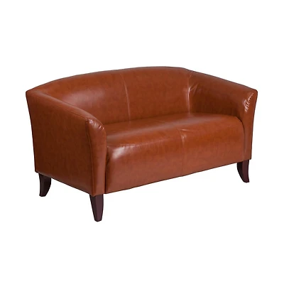 Leathersoft Reception/Living Room Loveseat With Cherry Wood Feet