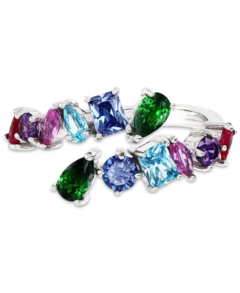 Lab-Grown Ruby (3/4 ct. t.w.), Pink Sapphire (1/3 t.w.) & Cubic Zirconia Multicolor Wrap Ring Sterling Silver
