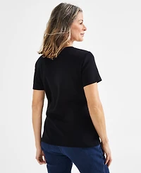 Style & Co Petite Cotton Henley Short-Sleeve T-Shirt, Exclusively at Macy's