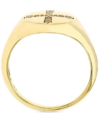 Cubic Zirconia Pave Cross Polished Signet Ring