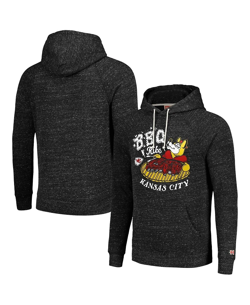 Men's and Women's Homage Charcoal Kansas City Chiefs Nfl x Guy Fieri's Flavortown Tri-Blend Pullover Hoodie