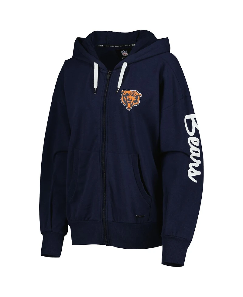 Women's Msx by Michael Strahan Navy Chicago Bears Emerson Lightweight Full-Zip Hoodie