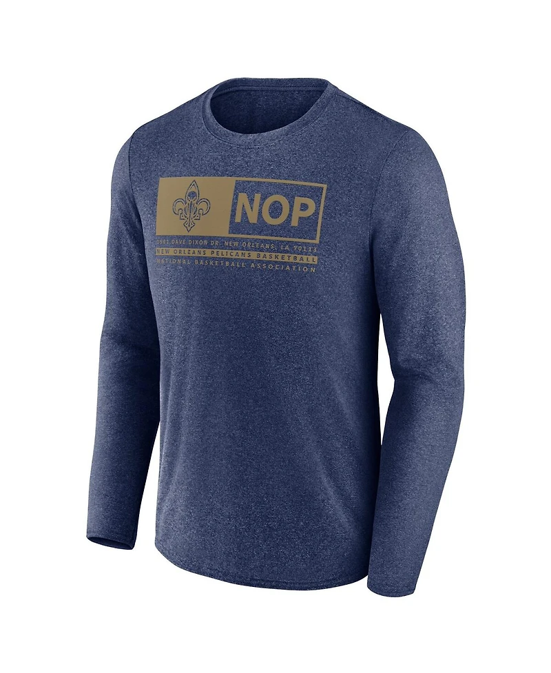 Men's Fanatics Heather Navy New Orleans Pelicans Three-Point Play T-shirt