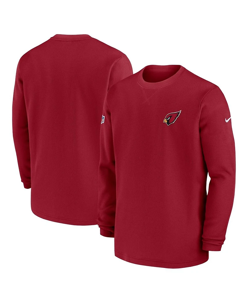 Men's Nike Cardinal Arizona Cardinals 2023 Sideline Throwback Heavy Brushed Waffle Long Sleeve Top
