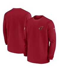 Men's Nike Cardinal Arizona Cardinals 2023 Sideline Throwback Heavy Brushed Waffle Long Sleeve Top