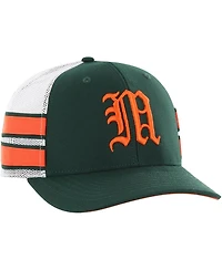 Men's '47 Brand Green Distressed Miami Hurricanes Straight Eight Adjustable Trucker Hat