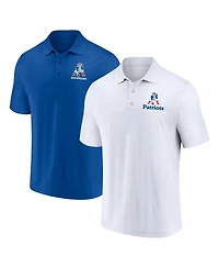 Men's Fanatics White, Royal Distressed New England Patriots Throwback Two-Pack Polo Shirt Set