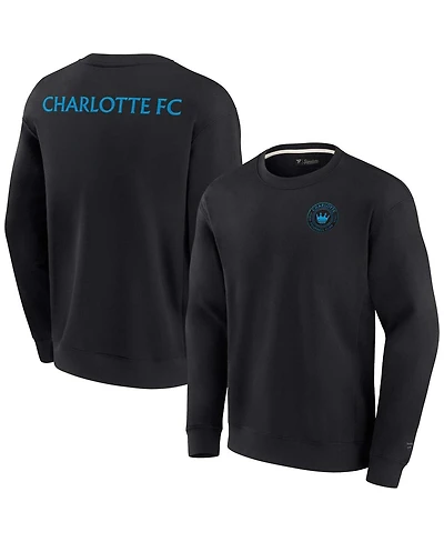 Men's and Women's Fanatics Signature Black Charlotte Fc Super Soft Fleece Crew Sweatshirt