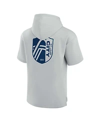 Men's and Women's Fanatics Signature Gray St. Louis City Sc Super Soft Fleece Short Sleeve Pullover Hoodie