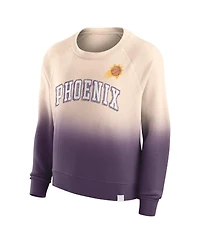 Women's Fanatics Tan, Purple Distressed Phoenix Suns Lounge Arch Raglan Pullover Sweatshirt