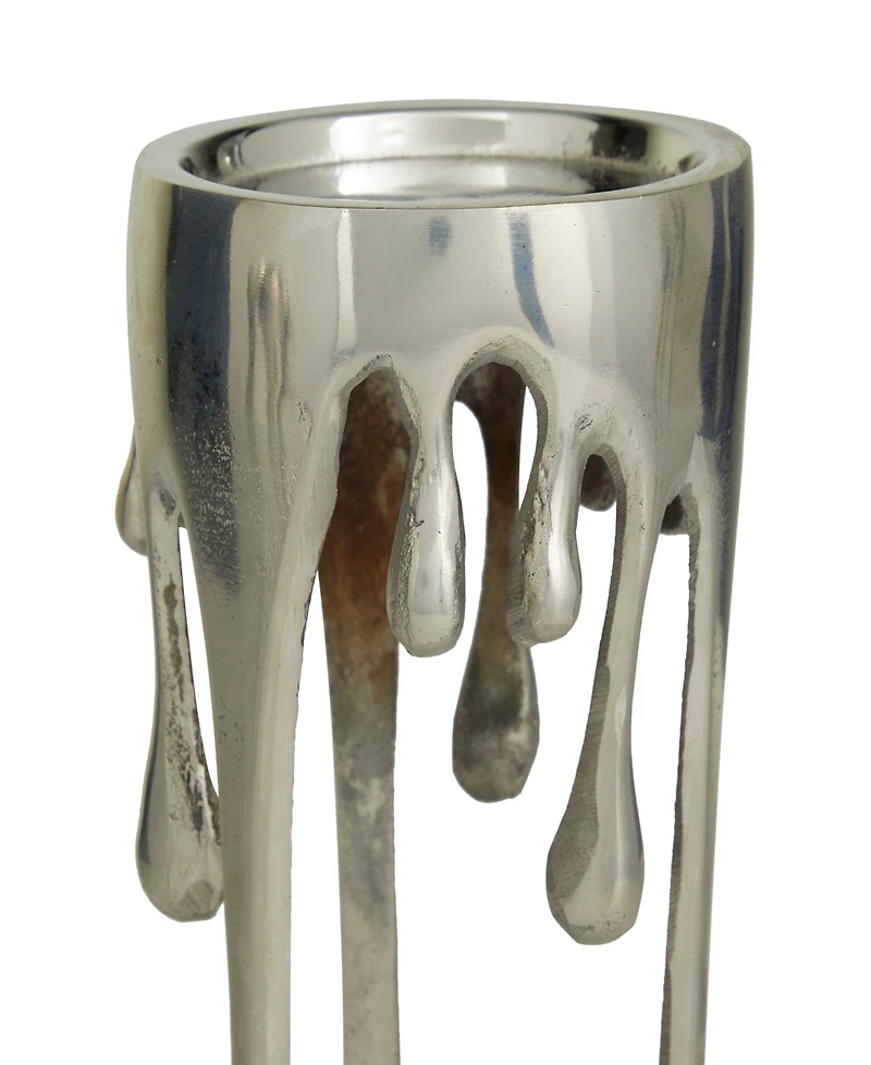 CosmoLiving Aluminum Abstract Pillar Drip Candle Holder with Melting Designed Legs Set of 3 - 12", 10", 8" H