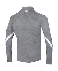 Men's Under Armour Steel Wisconsin Badgers Game Day Camo Raglan Quarter-Zip Top