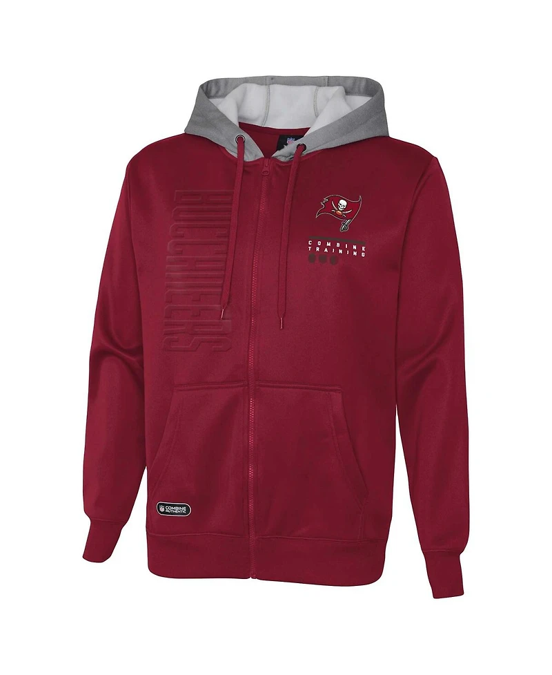 Men's Red Tampa Bay Buccaneers Combine Authentic Field Play Full-Zip Hoodie Sweatshirt