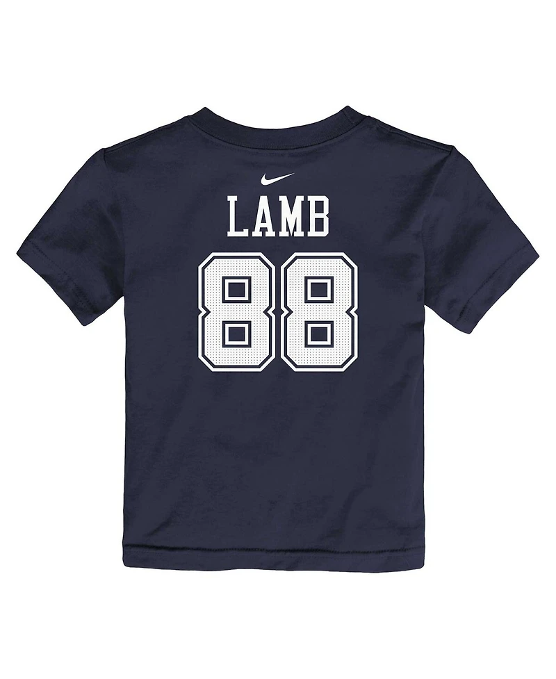 Toddler Boys and Girls Nike CeeDee Lamb Navy Dallas Cowboys Player Name and Number T-shirt