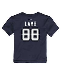 Toddler Boys and Girls Nike CeeDee Lamb Navy Dallas Cowboys Player Name and Number T-shirt