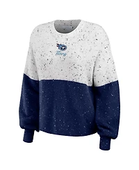 Women's Wear by Erin Andrews White, Navy Tennessee Titans Color-Block Pullover Sweater