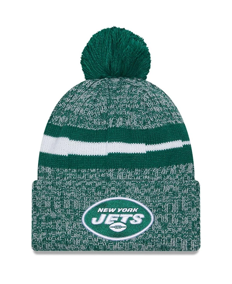 Men's New Era Green New York Jets 2023 Sideline Cuffed Knit Hat with Pom