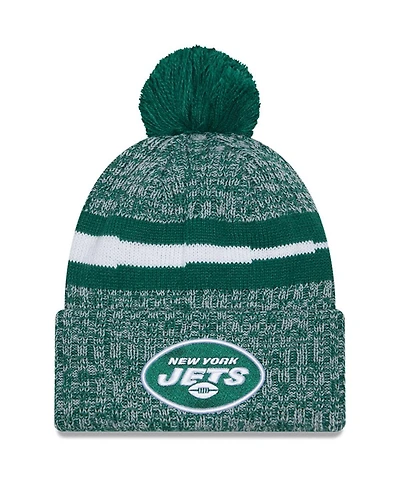 Men's New Era Green New York Jets 2023 Sideline Cuffed Knit Hat with Pom