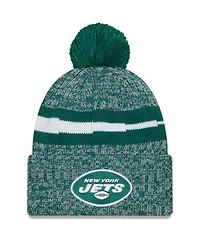 Men's New Era Green New York Jets 2023 Sideline Cuffed Knit Hat with Pom