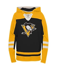 Preschool Boys and Girls Black Pittsburgh Penguins Ageless Revisited Lace-Up V-Neck Pullover Hoodie