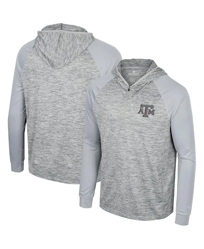 Men's Colosseum Gray Texas A&M Aggies Cybernetic Raglan Quarter-Zip Hooded Top