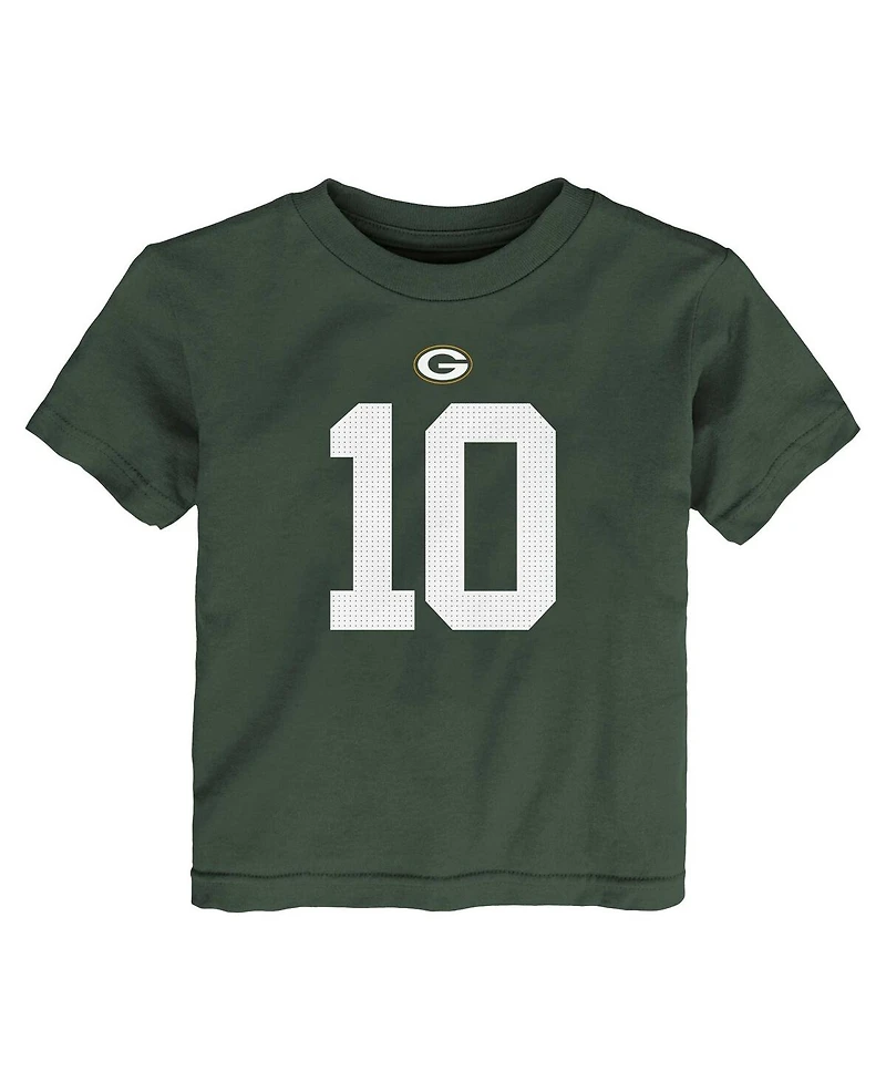 Toddler Boys and Girls Nike Jordan Love Green Bay Packers Player Name Number T-shirt
