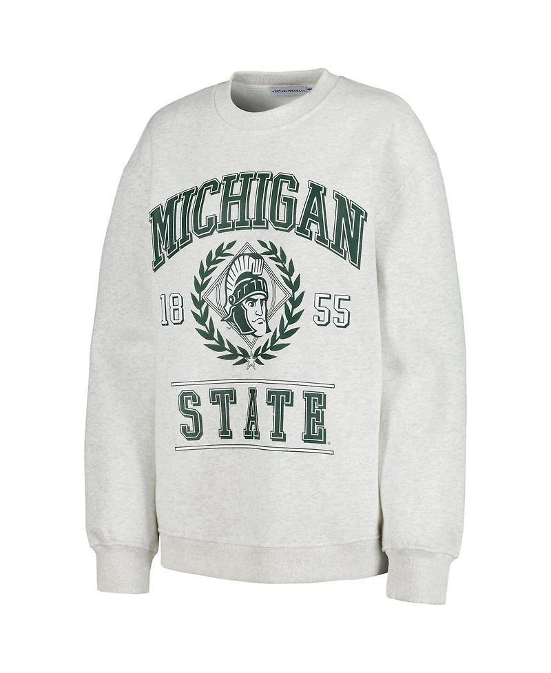 Women's Established & Co. Ash Michigan State Spartans Logo Pullover Sweatshirt