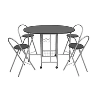 Five Piece Folding Dining Set Mdf Black