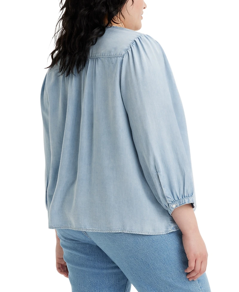 Levi's Plus Size Halsey 3/4-Sleeve Button-Front Blouse