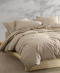 Calvin Klein Washed Percale Cotton Solid 3 Piece Comforter Set