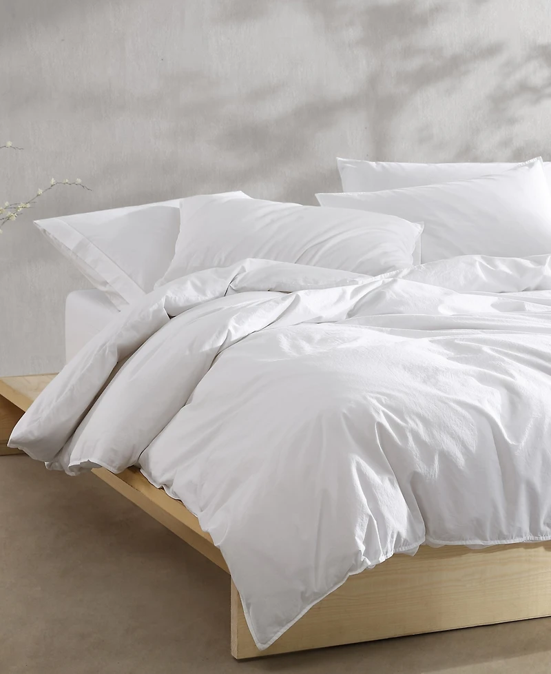 Closeout! Calvin Klein Washed Percale Cotton Solid 3 Piece Comforter Set