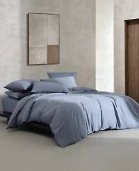 Closeout! Calvin Klein Organic Earth Solid Cotton Sateen 3 Piece Duvet Cover Set