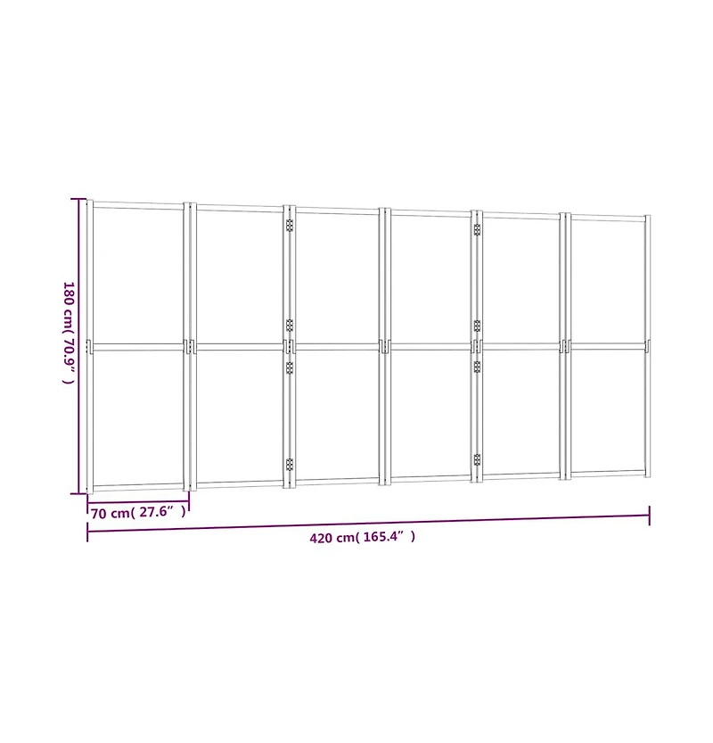 6-Panel Room Divider Cream White 165.4"x70.9"
