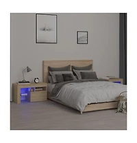 Bedside Cabinets 2 pcs with Led Lights Sonoma Oak 27.6"x14.4"x15.7"