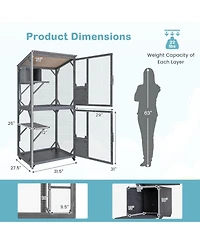Inolait Sugift 72 Inch TallWooden Cat House with Weatherproof Asphalt Roof
