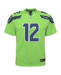 Big Boys Nike 12th Fan Neon Green Seattle Seahawks Game Jersey